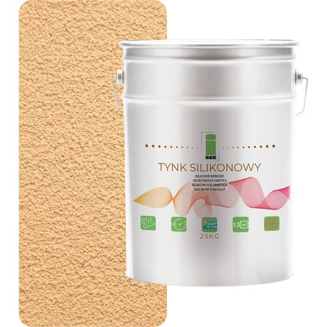 Enduit silicone pour façades extérieures, beige chaud, qualité supérieure 1,5 mm, 25 kg (1/5)