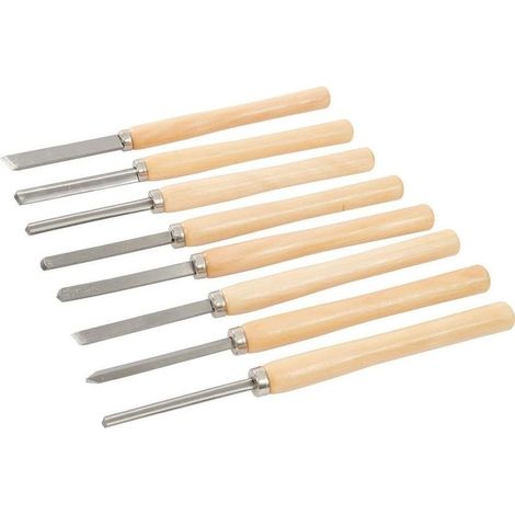 8 pièces ciseaux pour tour à bois - Outil de couteau à découper étendu bois