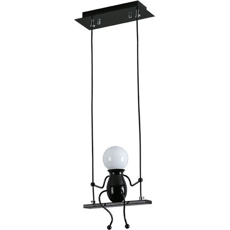 Suspension Luminaire Créative Plafonnier Rétro Vintage Lustre D'Intérieur Pour Chambre D'Enfant, Chambre À Coucher, Jardin D'Enfants, Café, Noir (1/4)