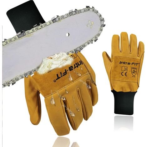 Gants de protection pour tronçonneuse, gants pour tronçonneuse avec protection pour la main gauche, gants de sécurité pour forestiers en cuir de vache hydrofuge, classe 2 (1/5)