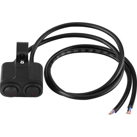 2 en 1 Bouton-poussoir, Moto CNC 25mm Phare Spotlight Guidon Double Bouton de Commutateur de Commande ON/OFF en Alliage d'Aluminium 12V 10A.