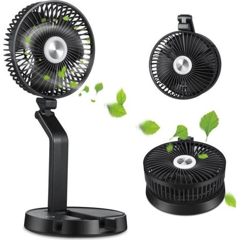 Ventilateur De Bureau - Pliable - 3 Vitesses - Lumière LED - USB Rechargeable - Hauteur Réglable 27,5 À 42 Cm - 1 Pièce (1/4)