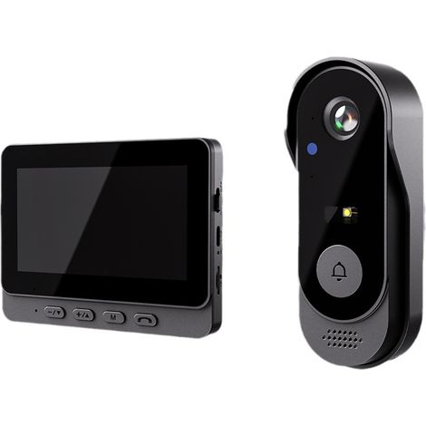 Sonnette vidéo sans fil HD 1080p, audio bidirectionnel, grand angle 170°, écran 4,3 pouces, étanche IPX54, sans abonnement, sans application, sans Wi-Fi-AquaForge