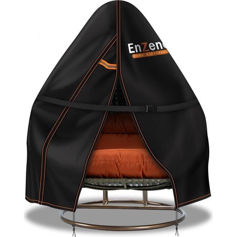 Enzeno Outdoor Pod Doppel-Eierstuhlbezug wasserdicht 2-Sitzer Schwarz 200x230 (1/5)