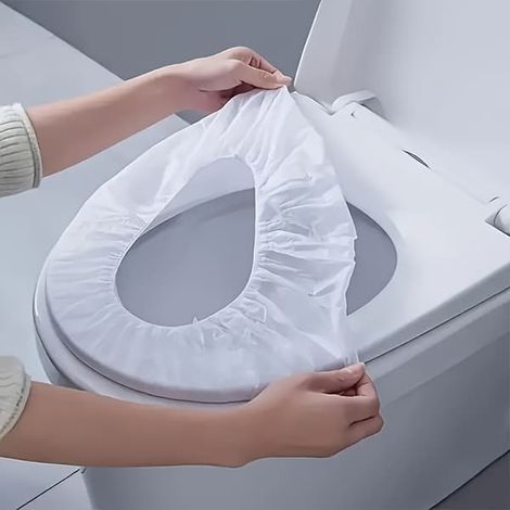 Lot de 50 abattants de toilettes jetables Emballage de voyage portable, doux et hygiénique. (1/5)