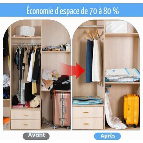 Sac Vide Pour Vêtements - 30x40 cm 40x60 cm 50x70 cm - Réutilisable PA+PE - Pompe Manuelle Incluse - Lot de 6 (1/5)