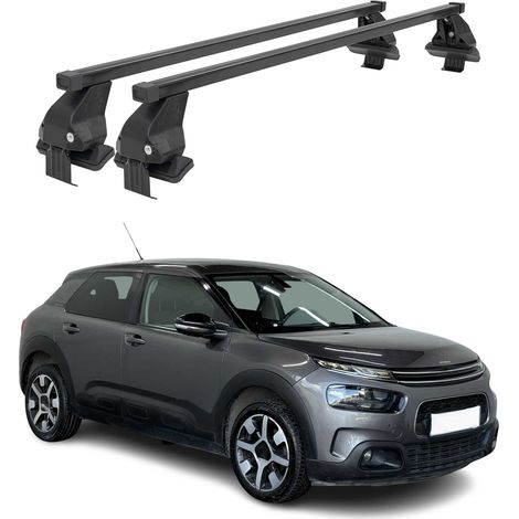 OMAC Barres de toit transversales en acier pour Citroën C4 Cactus 2018-2022 – Antivol inclus – Testées City Crash – DIN 75302:2019 – ISO/PAS 11154:2006 – Charge max 50 kg Noir (1/4)
