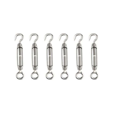 QORVA-Lot de 6 pièces tendeur de fil de tendeur M4 crochet et oeil tendeur de tendeur 304 tendeurs en acier inoxydable Tension de corde robuste (1/5)