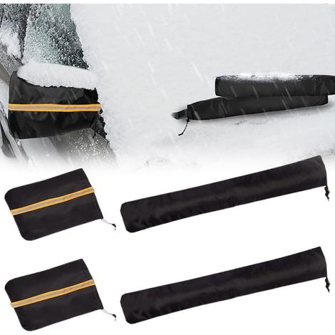 Voiture Côté Miroir Neige Housses d'essuie Glace pour Voitures 4 Pièces Anti Pluie avec Bandes Réfléchissantes pour Plusieurs Véhicules Stationnement Extérieur (1/5)