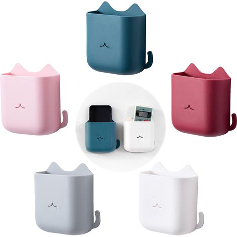 Lot de cinq boîtes adhésives pour télécommandes rangement mural pour maison et bureau support pour télécommande