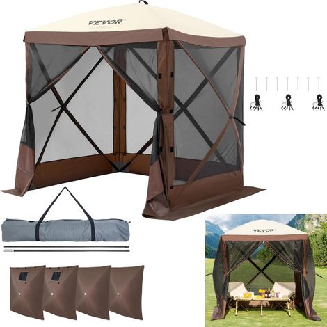 Montage rapide tonnelle pop-up 1,83 x 1,83 m avec moustiquaire escamotable et 4 toiles coupe-vent (1/5)