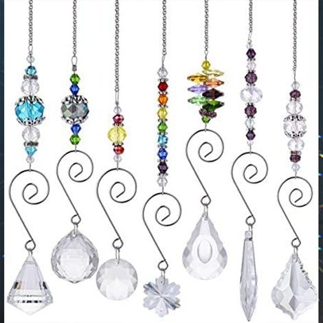 Suncatcher - Chaîne De Perles En Verre Cristal Arc-En-Ciel - Pour Fenêtre Jardin Intérieur Extérieur - Lot De 7 (1/5)