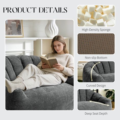 Pouf-canapé Starry Sky Patte d'Ours, assise moelleuse extra-large, canapé-pouf spacieux avec accoudoirs rembourrés, idéal pour salon et chambre, design cosy. (1/5)
