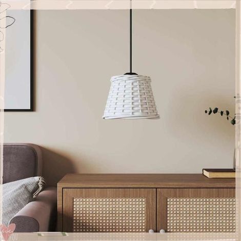 364364 Abat-jour de plafonnier blanc 15x12 cm osier (1/5)