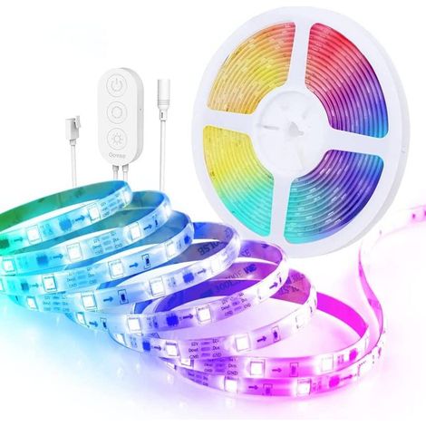 Bande lumineuse LED 5 m, couleurs synchronisées avec la musique, contrôle segmenté