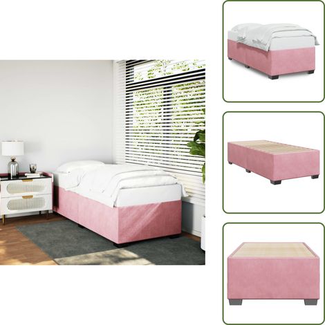 The Living Store Cadre de lit sans matelas rose 100x200 cm velours - Cadre De Lit - Lit Double - Lit Rose - Lit Velours - Sommier (1/5)
