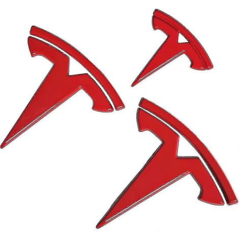 Lot de 3 autocollants logo volant Tesla Model 3 (rouge) (1/5)