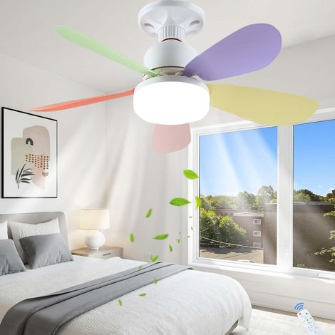 Ventilateur De Plafond Lumiere Avec Telecommande Silencieux Plafonnier Ventilateur De Plafond Port À Vis E27 Dimmable Ventilateur Lumineux,52CM (1/5)