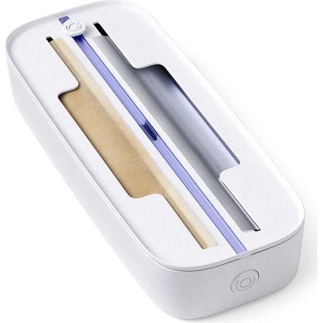 Distributeur de rouleau de film plastique, outil de découpe avec couvercle amovible, lame tranchante en acier inoxydable, déroulement fluide et séparateur réglable pour papier ciré (1/5)