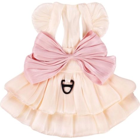 Prinzessinenkleid für Hunde, Kleid mit Schleife und D-Ring, Hochzeitskleidung für kleine Hündinnen, niedliches Tutu für Welpen (beige, klein) (1/4)