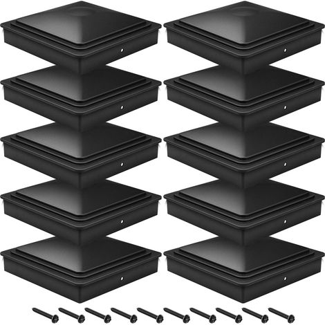 Lot de 10 capuchons de poteau de clôture de 9 x 9 cm, poteaux de pont en plastique avec vis libres, en plastique PP, imperméables, protègent les poteaux en bois et anti-craquage (1/5)