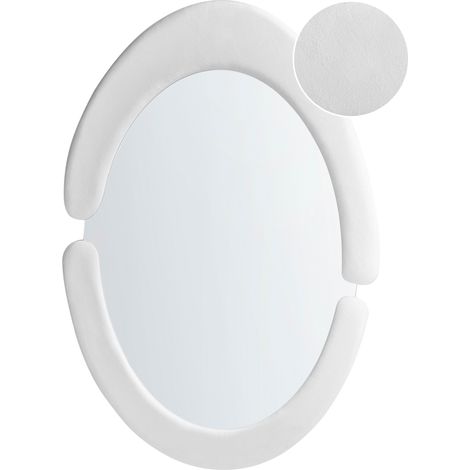 Espejo de Pared Moderno Colgante Decorativo 53 x 89 cm Marco MDF Forma Irregular Ovalado Blanco Massay