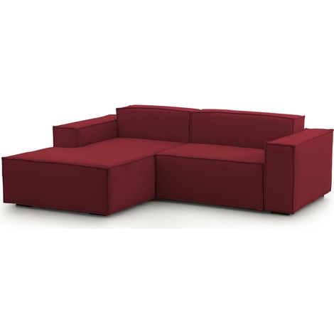 Talamo Italia Divano fisso Nadia, Divano componibile a 2 posti con penisola sinistra, 100% Made in Italy, Sofà moderno in tessuto, Cm 220x170h70, Rosso, con imballo rinforzato
