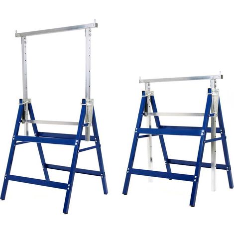 Estexo – Tréteau pliant réglable en hauteur 81-130 cm – Capacité 400 kg – Lot de 4 – Acier revêtu pour chantiers humides (1/5)