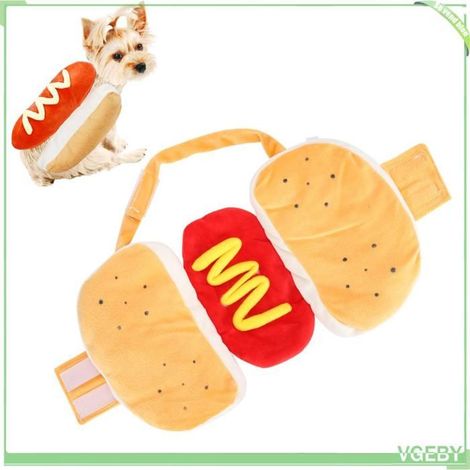 FAFEICY Costume hot-dog pour chien en coton jaune — Vêtement pour animaux S/M/L (1/5)
