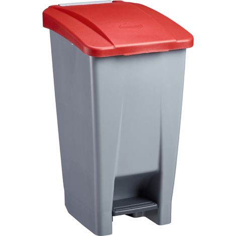 Poubelle mobile à pédale Mobily Green - 60l - rouge / gris