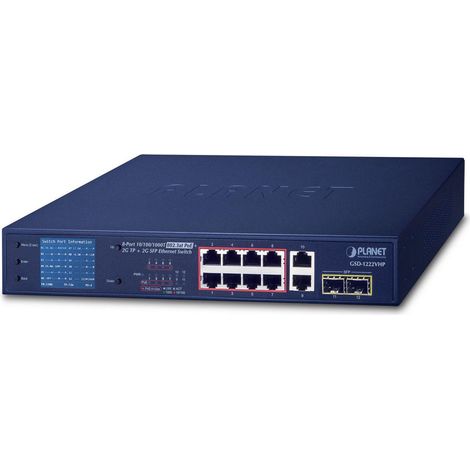 Planet 8-Port 10/100/1000T 802.3at, GSD-1222VHP