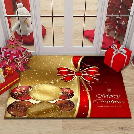Tapis de Noël - 40 x 60 cm - Décoration de Noël - Paillasson de porte - Pour chambre à coucher, couloir, salon, sol, cuisine, salle de bain (G) (1/5)