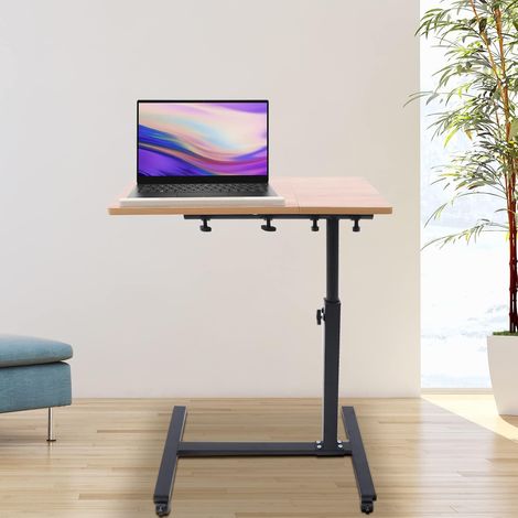 58-90cm Height Adjustable and Tilt Desk, Rolling Laptop Stand with Tilting Top, Overbed Desk Hospital Tray Table Sofa Chair Side Table, Space Saving Stand Up Office Furniture (1/5)