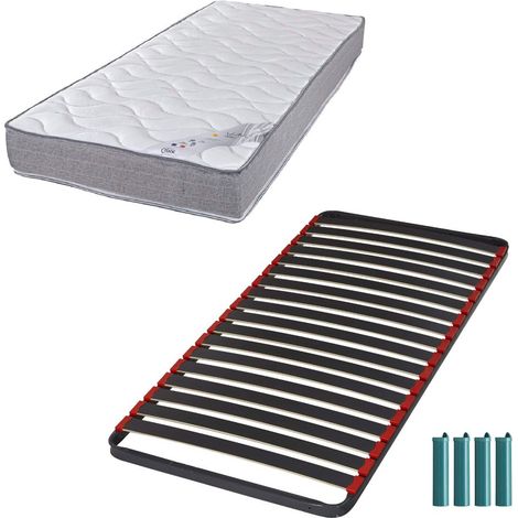 Matelas mousse + Sommier métal C39 90x190 Wave - Hauteur 19 cm - Soutien ferme (1/5)