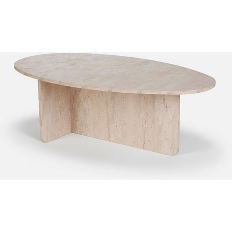 Elliptischer Couchtisch aus Melaminholz 120x65 cm Orba - Beige (1/5)