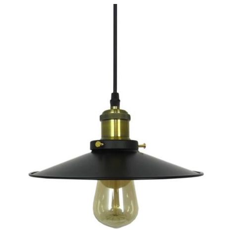 Industrielle Pendelleuchte Metall Eisen Hängelampe E27 Retro Lampenschirm Licht für Küche Wohnzimmer Esszimmer Cafét Bars - 22cm Schwarz