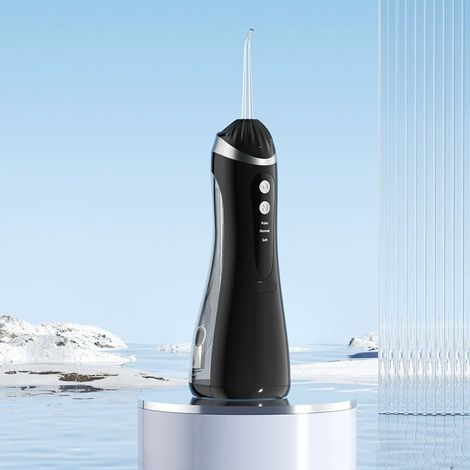Nettoyeur buccal 4 en 1, conception étanche IPX7, longue durée de vie de la batterie, portable, irrigation par impulsions haute pression (noir) (1/5)