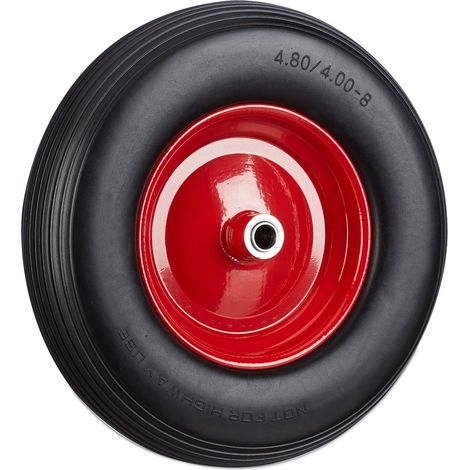Roue de brouette 4.80 4.00-8, Roue en Caoutchouc, Roue de Secours, pneus de Diable 100 kg Charge, Noir Rouge (1/5)