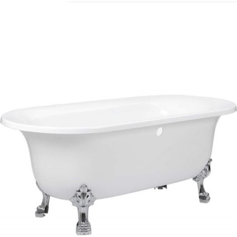 Milano Richmond White 1730mm x 780mm Bathroom Freestanding Roll Top Bath with Feet - Large Chrome Claw Feet (1/5)