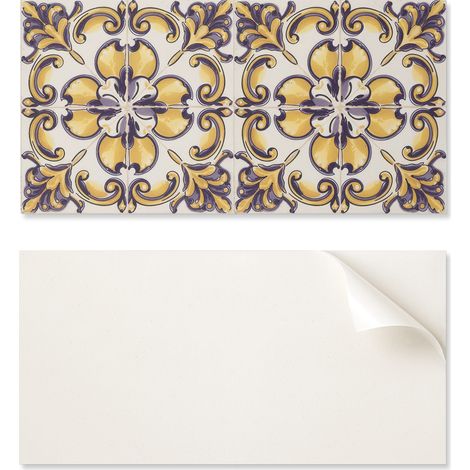 Panel decorativo de vinilo para pared con estampado de 100x50 cm con motivos florales.