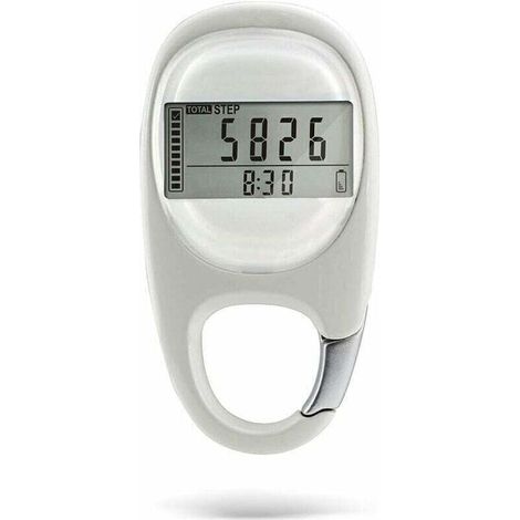 Podomètre numérique 3D – Compteur de pas avec mousqueton – Suivi précis des pas, distance, calories – Mémoire 7 jours – Veille automatique