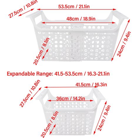 Ortviai Panier rétractable pour congélateur à coffre – bac de rangement en polypropylène résistant, 10–15 kg, avec poignée (1/4)