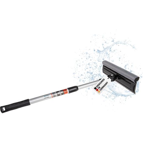 HEYNER® Scheibenreiniger mit Teleskopgriff I klappbar 50-80cm lang I Fensterwischer für Auto, Wohnmobil, Bus & Van I  25 cm Wischbreite, Aluminiumstiel