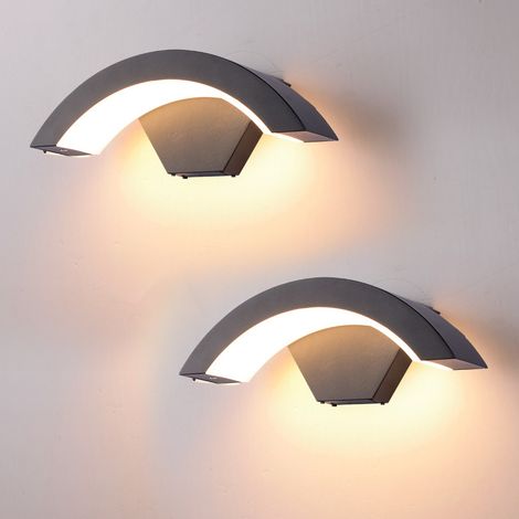 Paquet de 2 appliques murales LED d'extérieur, lampes murales modernes 24W, lumières décoratives d'intérieur LED, étanche IP65, blanc chaud 3000K (1/5)