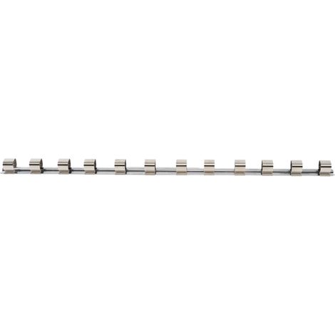 rail porte douilles bgs 3460 métal 560 cm 12 clips