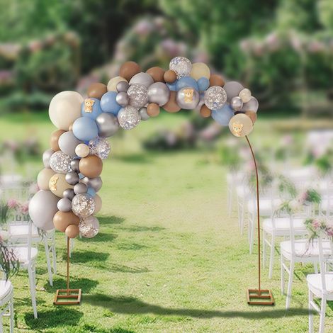 YISSALE – Arche de mariage 2,3 x 2,3 m en métal doré, structure pour fleurs et arche à ballons, fer 0,7 mm, 2 pieds, charge de décoration 4 à 5 kg, démontable et décorable à volonté (1/5)