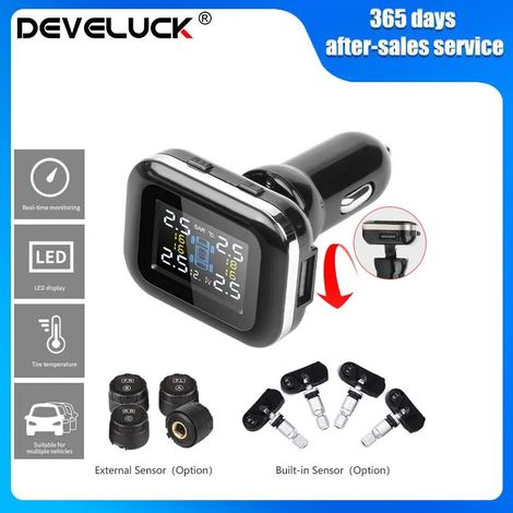 (TY-D9) Allume-cigare intelligent pour véhicule, capteurs, système de surveillance de la pression des pneus, angle d'affichage réglable, prise USB et étanchéité IP68. (1/5)