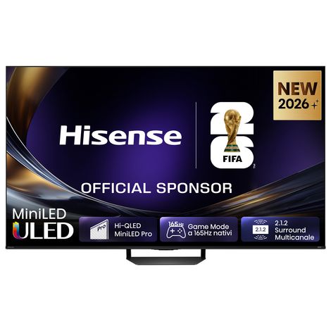 Hisense Smart TV MiniLED 165Hz 65” 4K 65U7S PRO, Schermo Anti-Riflesso, Dolby Atmos 2.1.2 By Devialet, VIDAA OS, Dolby Vision IQ, Native 165Hz Game Mode, 4 HDMI 2.1, Wifi, BT, AirPlay2, lativù 4K