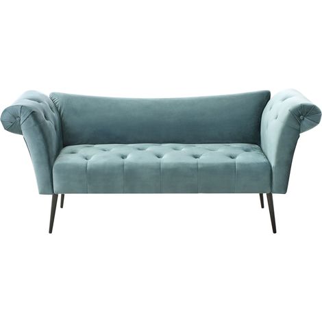 Chaiselongue NANTILLY Samtstoff Blaugrün (1/5)