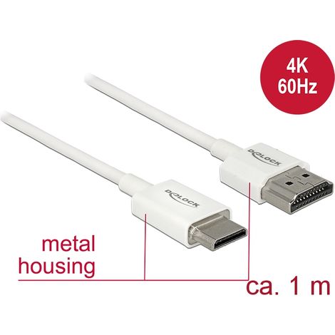 Delock Cable HDMI de alta velocidad con Ethernet - HDMI-A macho  HDMI Mini-C macho 3D 4KÂ 1 mÂ fino High Quality